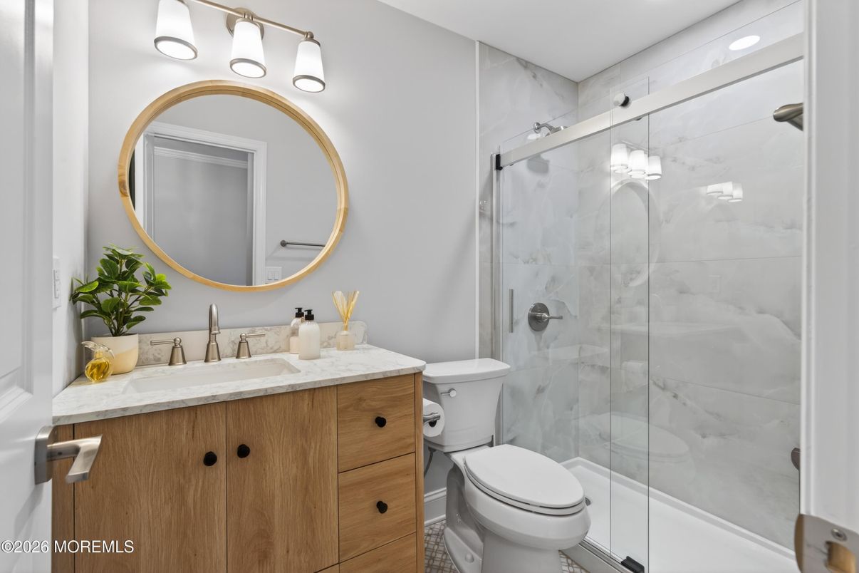 Bathroom, Glass Shower, Interior, Marble Walls