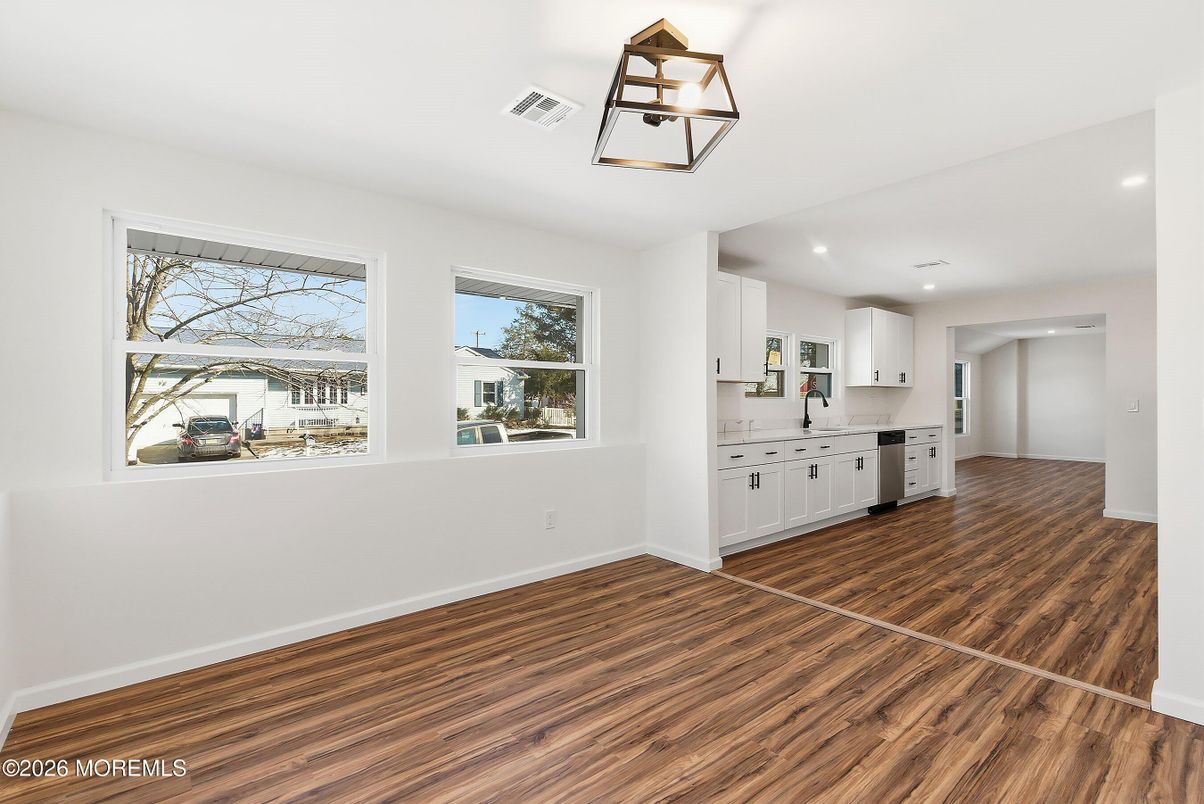 Interior, Kitchen, Recessed Lighting, Wood Texture Flooring