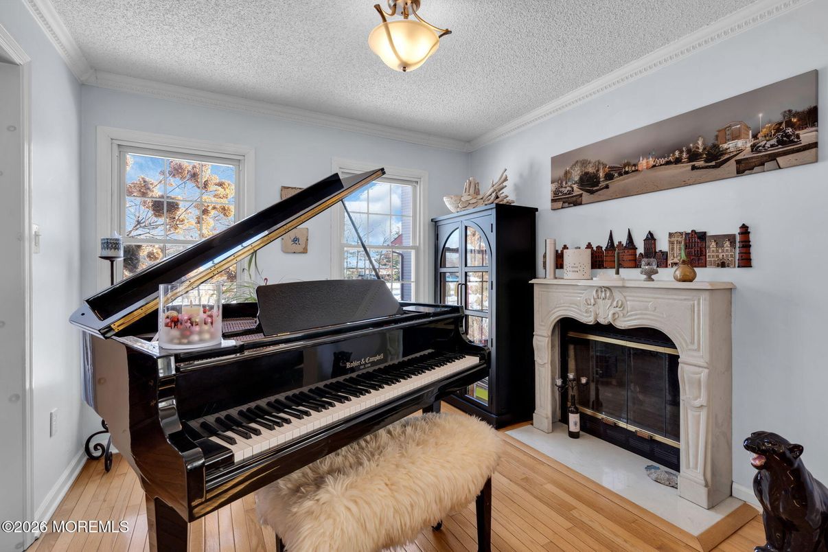 Fireplace, Interior, Piano, Wood Texture Flooring