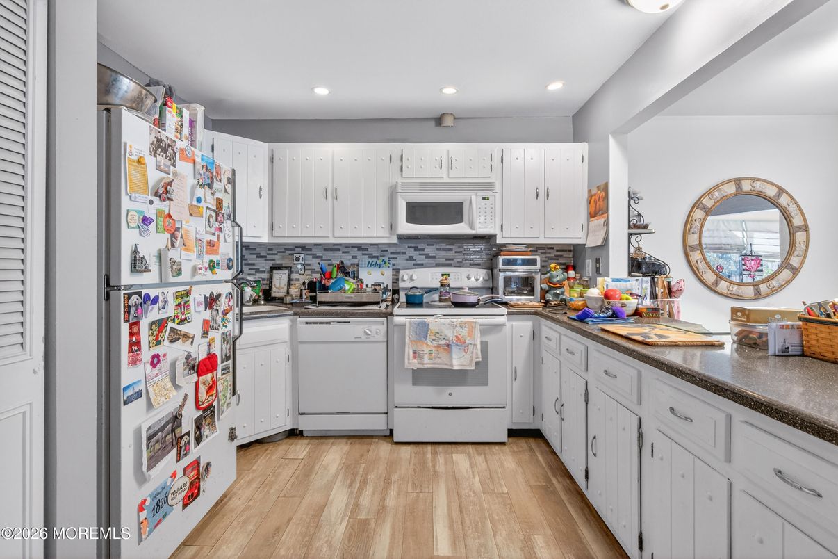 Interior, Kitchen, Recessed Lighting, Wood Texture Flooring