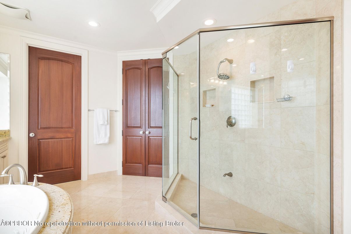 Bathroom, Glass Shower, Interior, Recessed Lighting