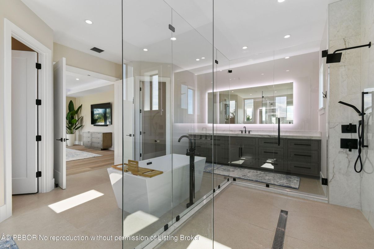 Bathroom, Glass Shower, Interior, Recessed Lighting