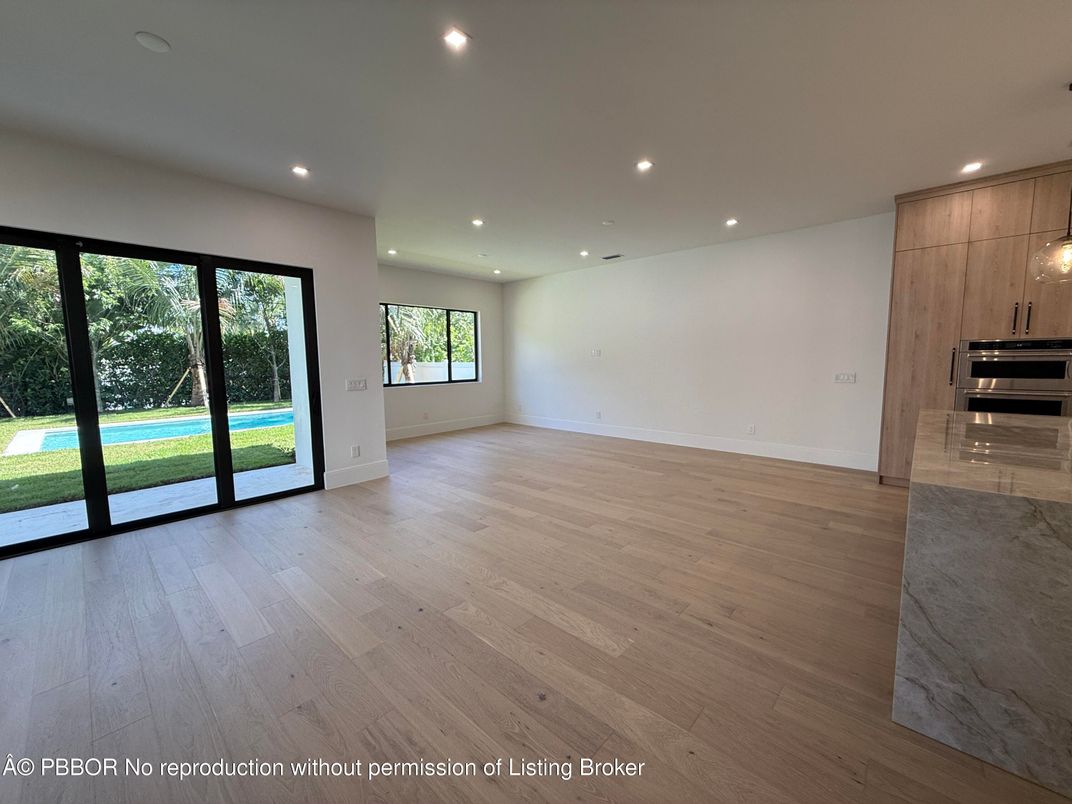 Empty room, Interior, Pendant Lights, Recessed Lighting, Wood Texture Flooring