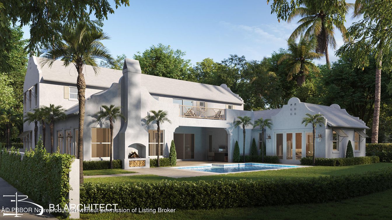 Backyard, Exterior, Facade, Pool, Spanish Mediterranean