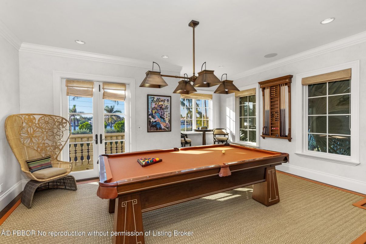 Billiard Table, Game Room, Interior, Pendant Lights, Recessed Lighting