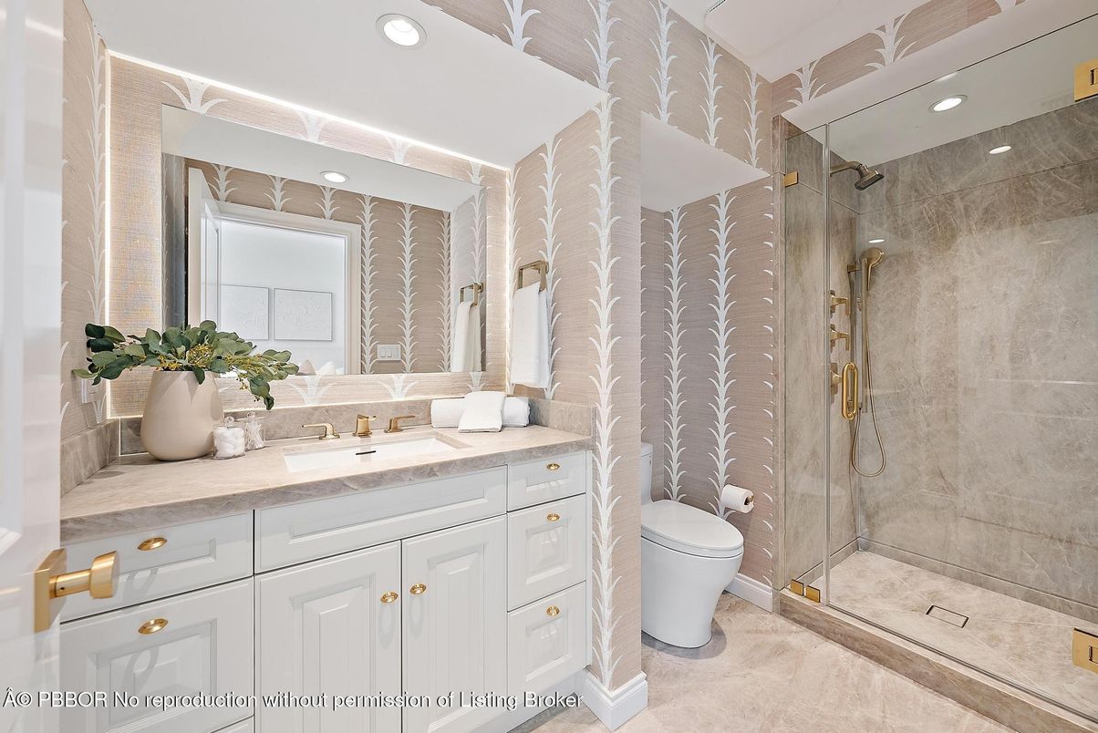 Bathroom, Glass Shower, Interior, Recessed Lighting