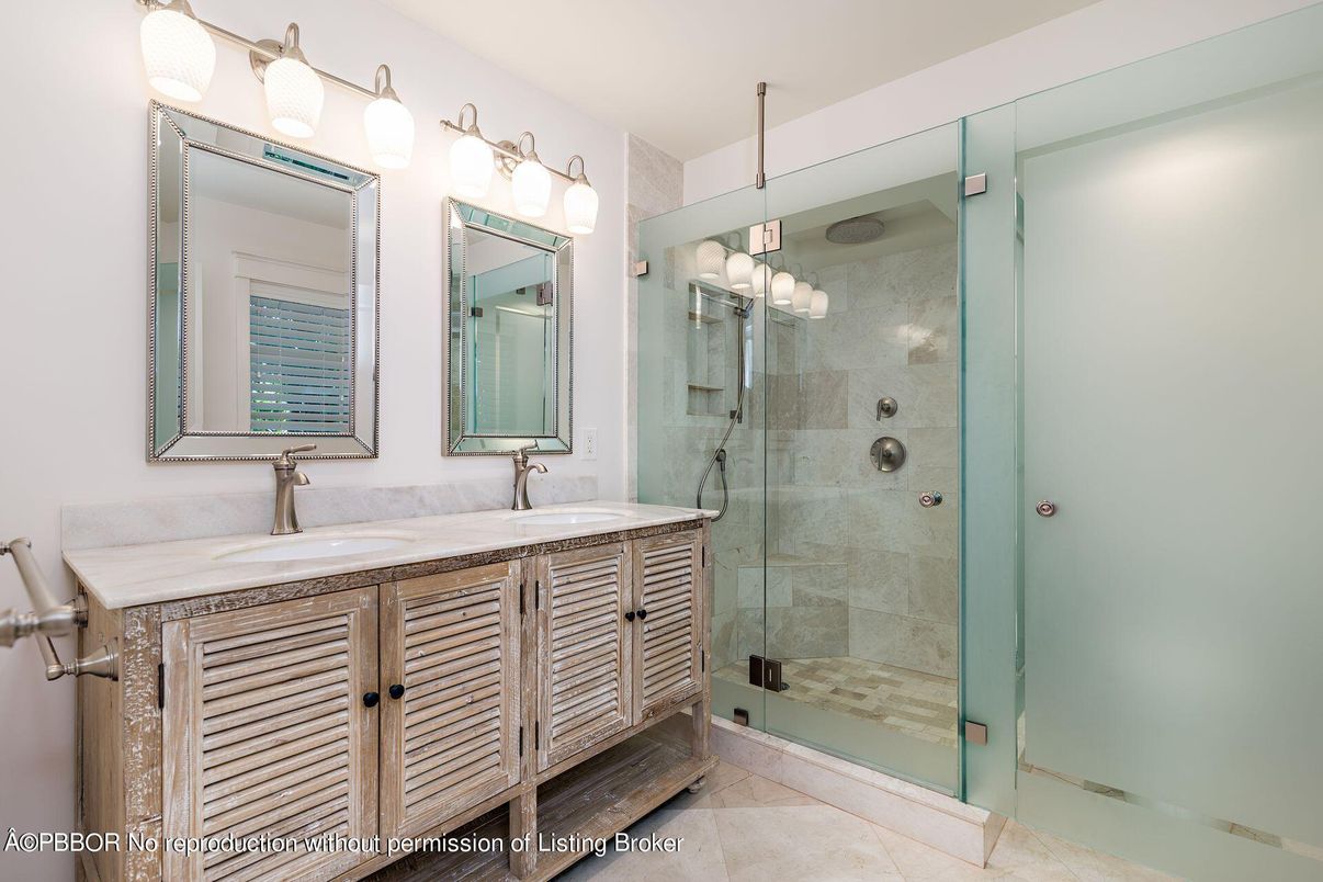 Bathroom, Dual Sink Vanities, Glass Shower, Interior