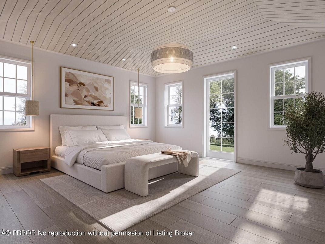 Bedroom, Interior, Pendant Lights, Recessed Lighting, Wood Texture Flooring