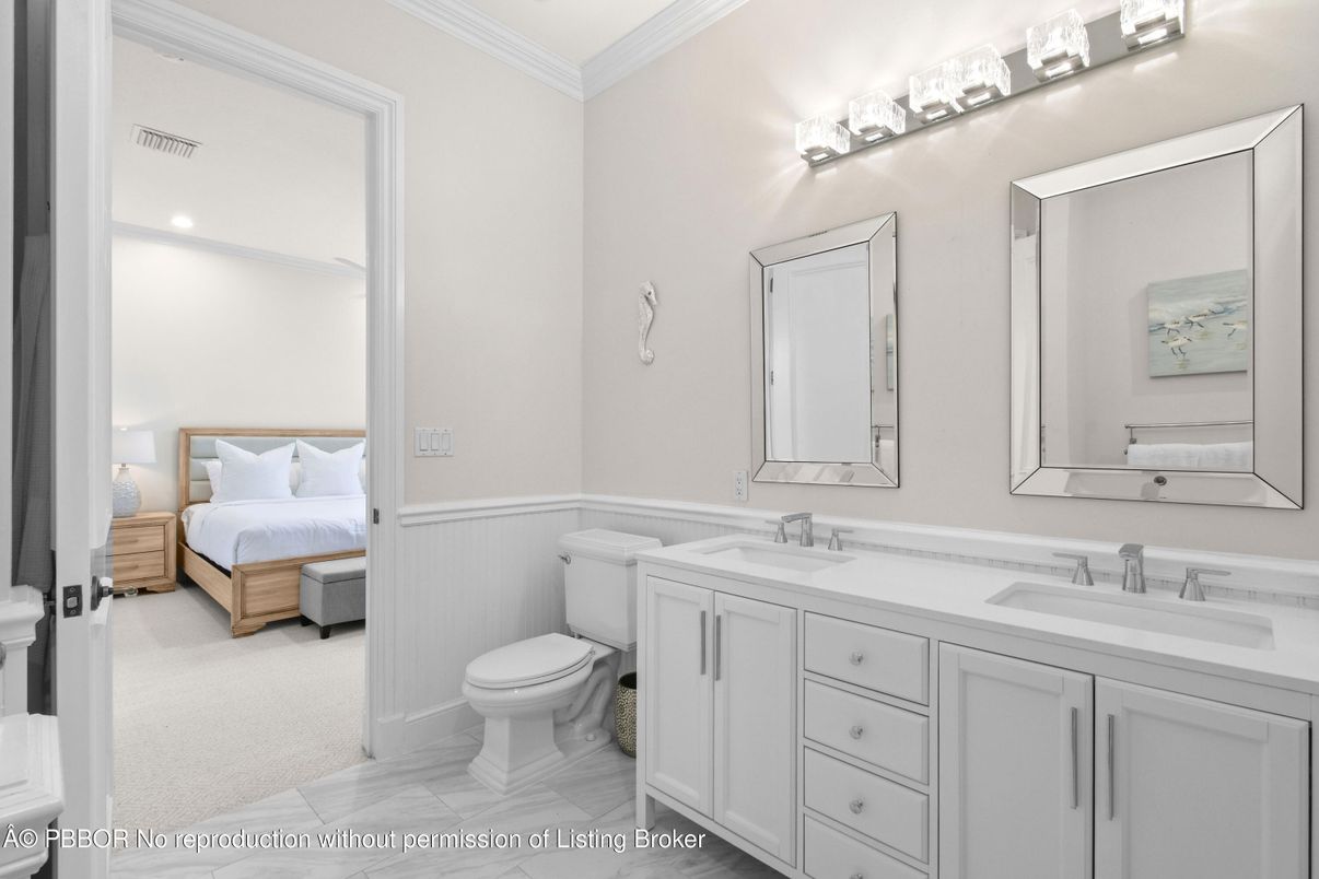 Bathroom, Bedroom, Dual Sink Vanities, Interior, Marble, Recessed Lighting