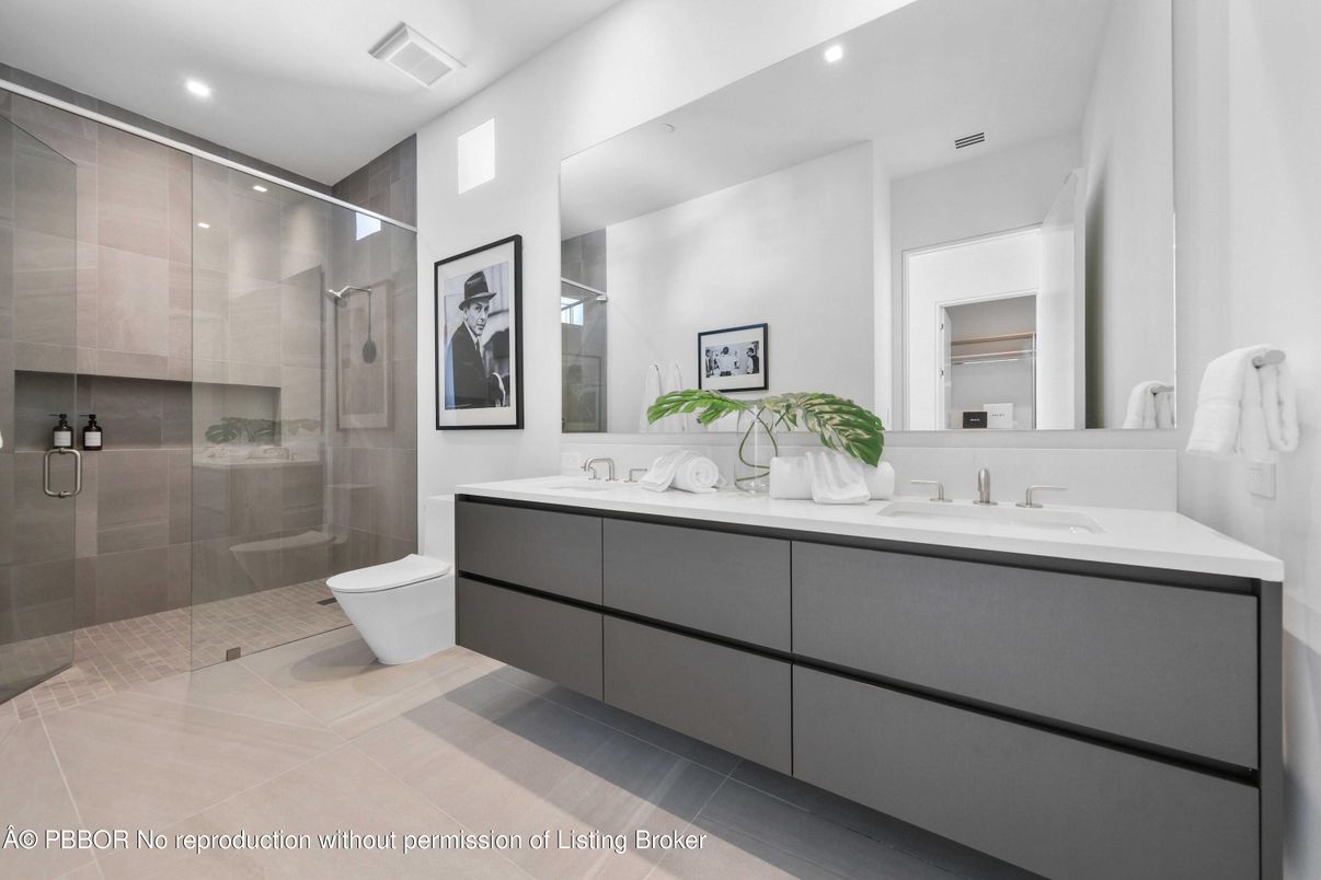 Bathroom, Dual Sink Vanities, Glass Shower, Interior, Recessed Lighting