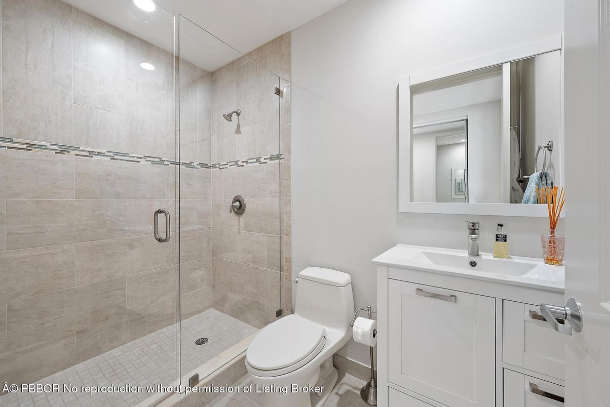 Bathroom, Glass Shower, Interior, Recessed Lighting