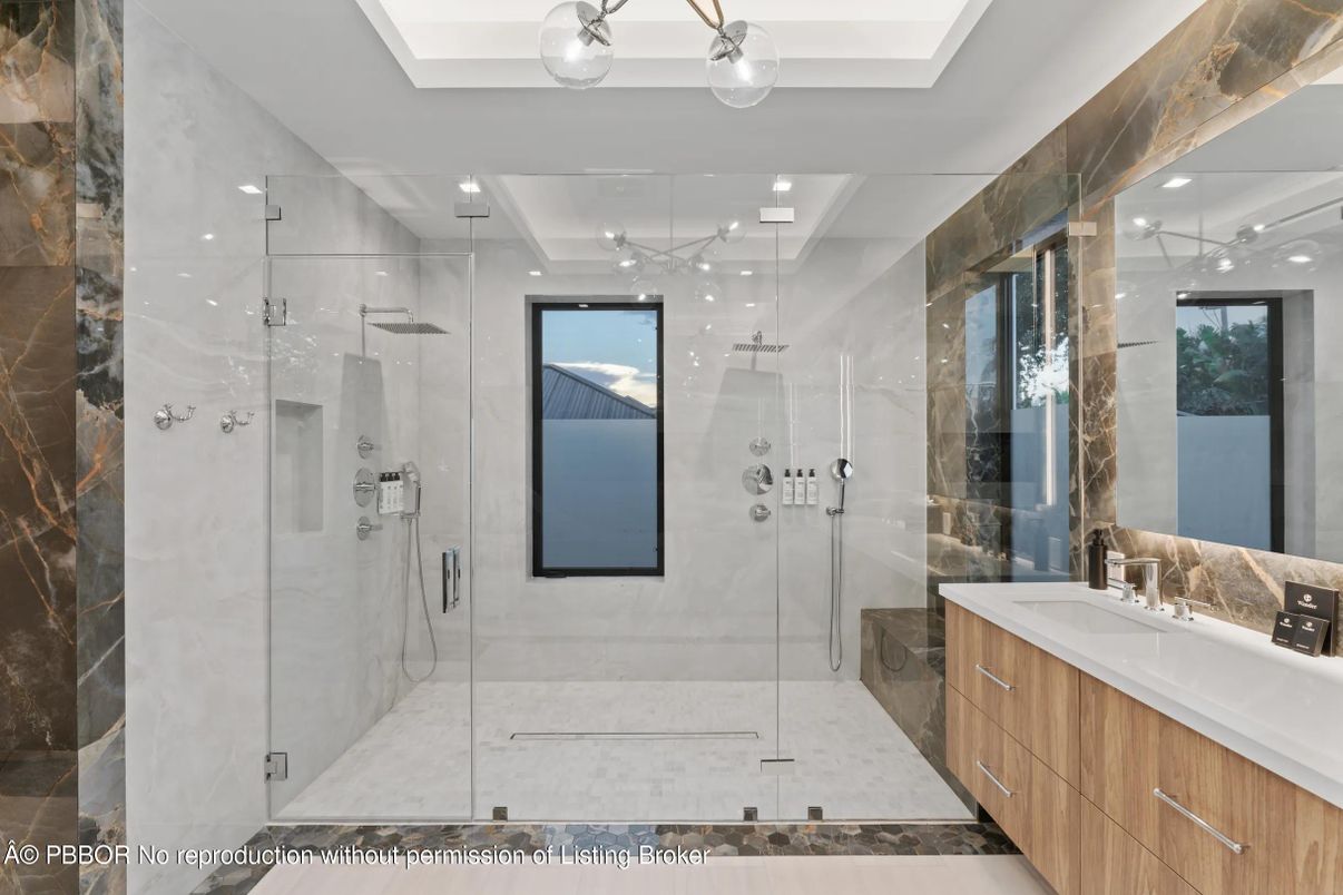 Bathroom, Glass Shower, Interior, Recessed Lighting