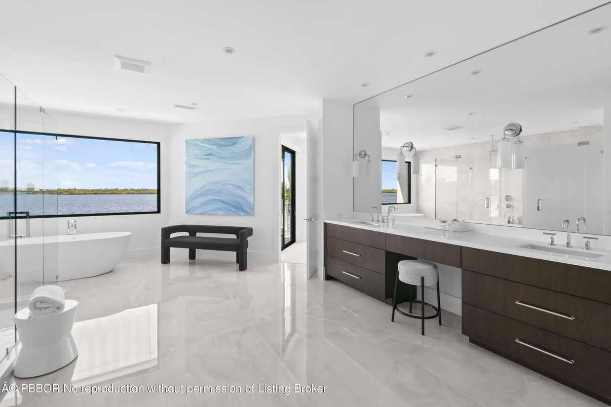 Bathroom, Dual Sink Vanities, Free Standing Baths, Glass Shower, Interior, Recessed Lighting, Water