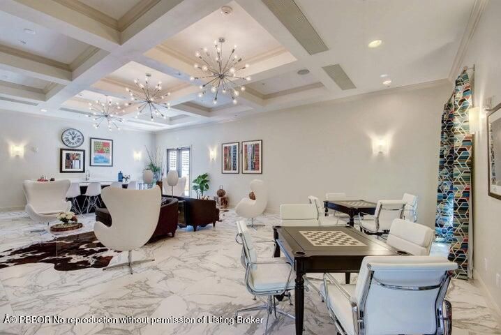 Dining room, Interior, Living room, Marble, Pendant Lights, Recessed Lighting