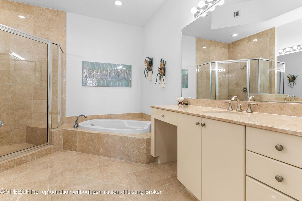 Bathroom, Dual Sink Vanities, Glass Shower, Interior, Recessed Lighting