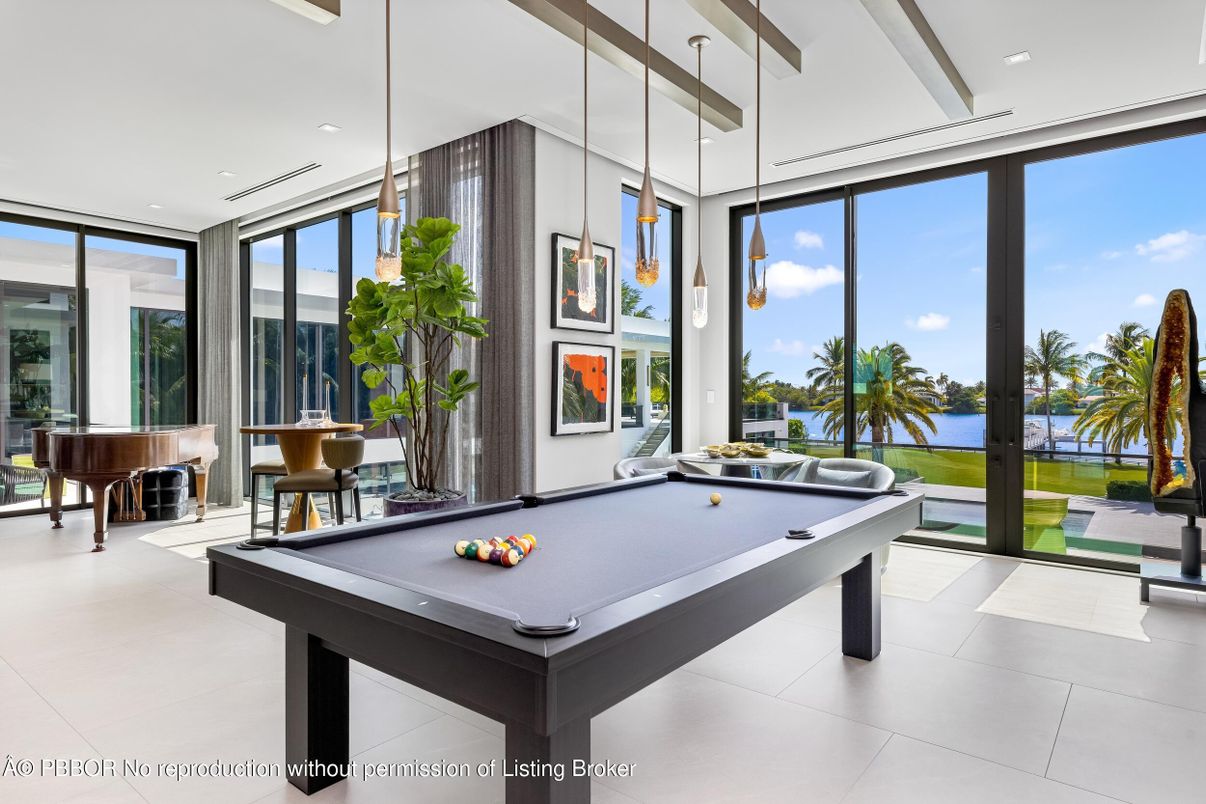Billiard Table, Game Room, Interior, Pendant Lights, Recessed Lighting, Water