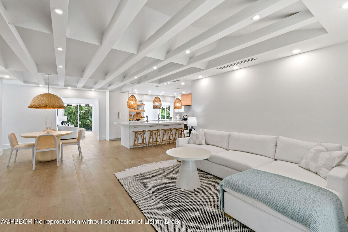 Dining room, Interior, Kitchen, Living room, Pendant Lights, Recessed Lighting, Wood Texture Flooring