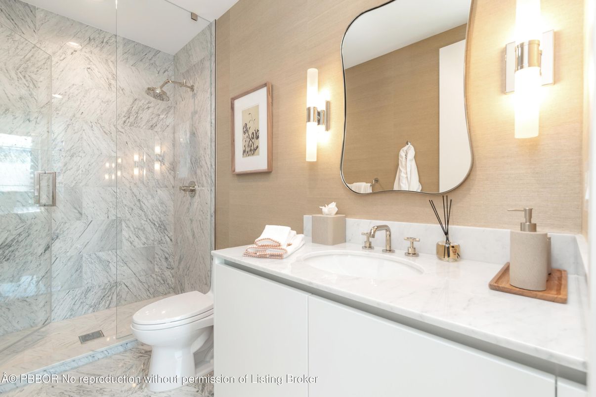 Bathroom, Glass Shower, Interior, Marble Walls