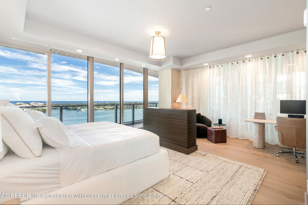 Bedroom, Interior, Recessed Lighting, Water, Wood Texture Flooring