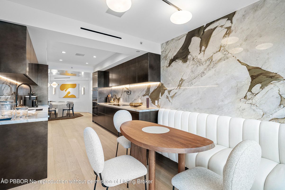 Dining room, Interior, Kitchen, Recessed Lighting, Wood Texture Flooring