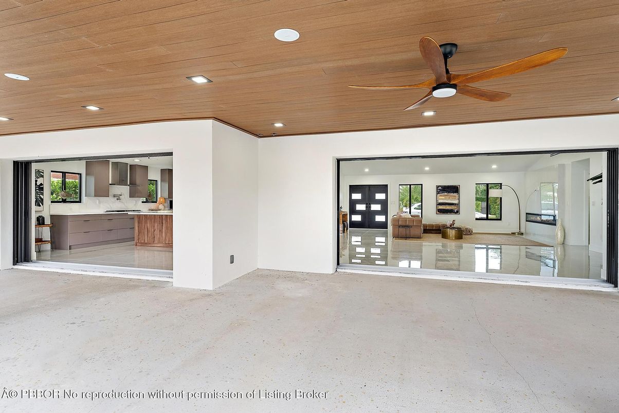 Empty room, Interior, Kitchen, Recessed Lighting, Wooden Ceilings