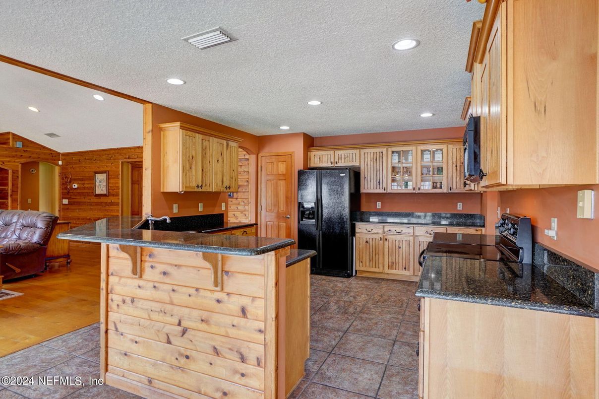 Interior, Kitchen, Recessed Lighting, Wooden Walls