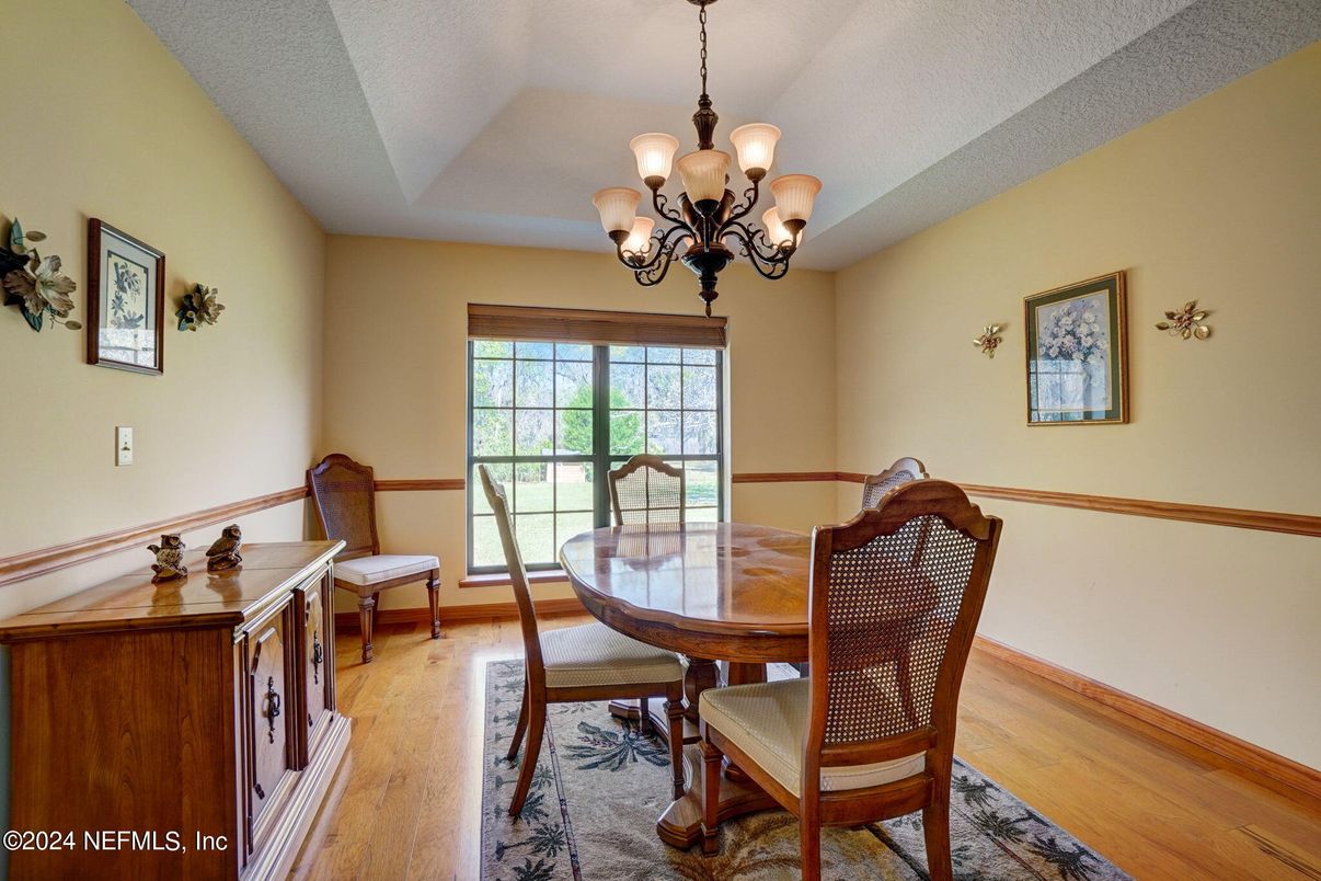 Chandelier, Dining room, Interior, Wood Texture Flooring