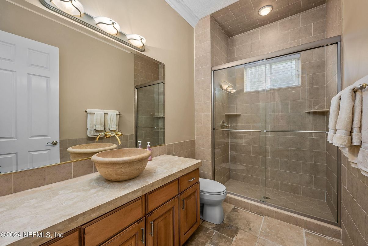 Bathroom, Glass Shower, Interior, Recessed Lighting