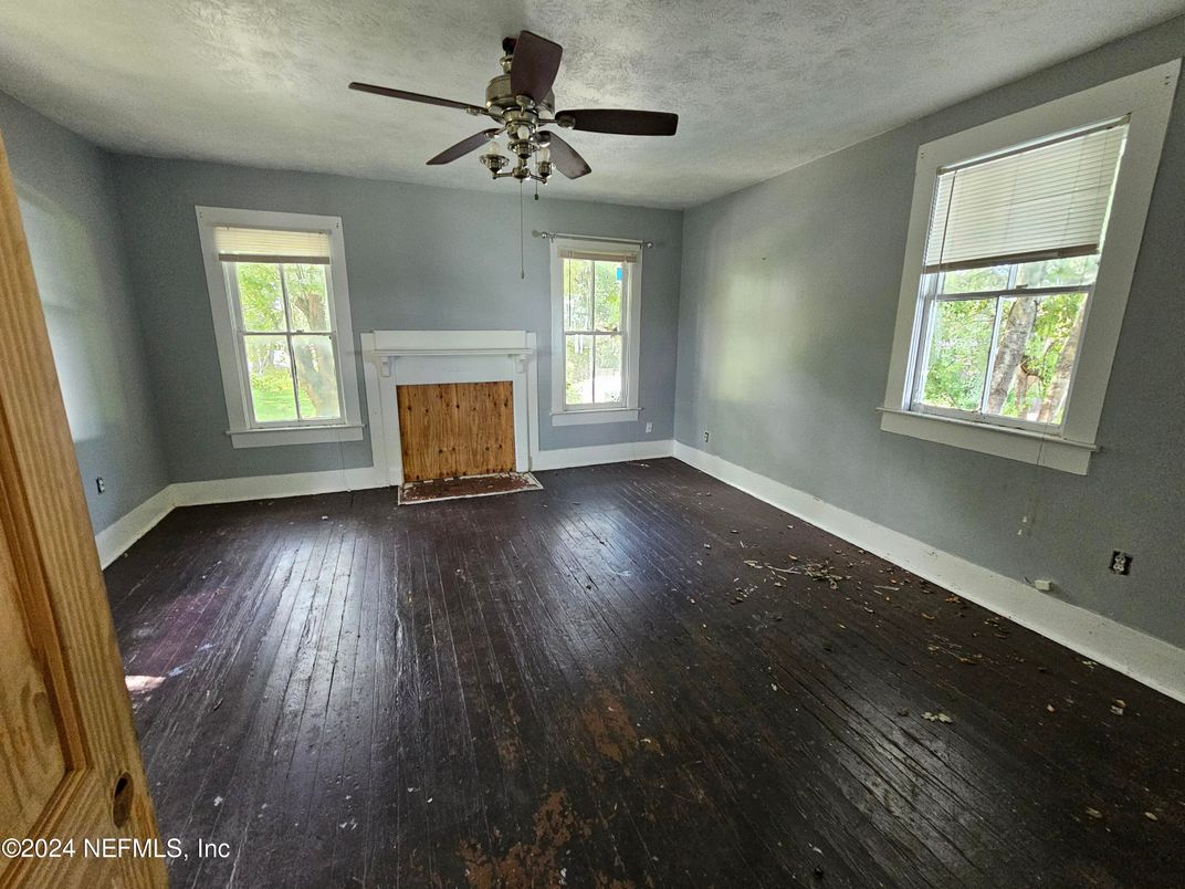 Empty room, Fireplace, Interior, Wood Texture Flooring