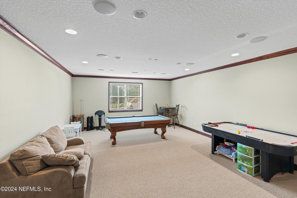 Billiard Table, Game Room, Interior, Recessed Lighting
