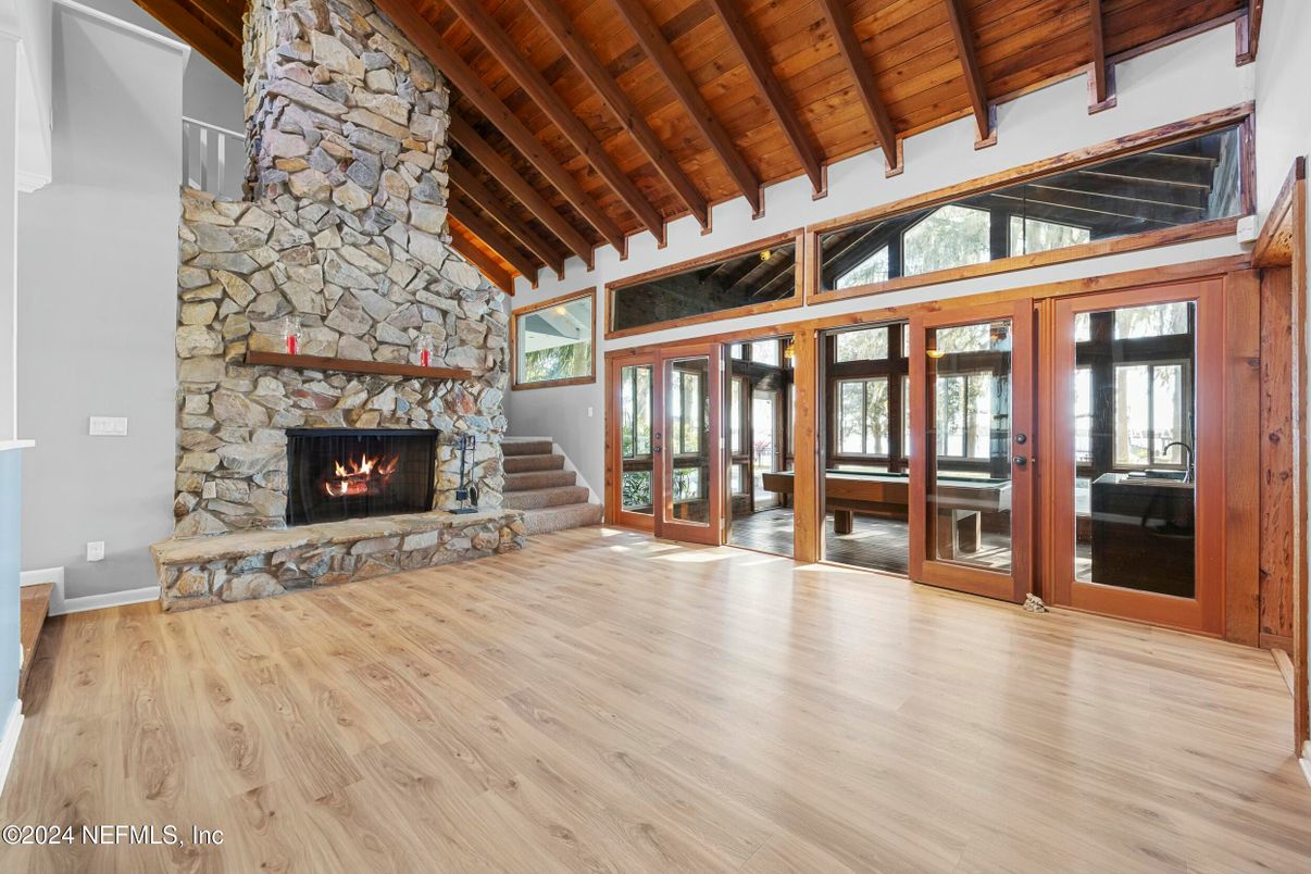 Fireplace, Interior, Stone Walls, Wooden Beams, Wooden Ceilings, Wood Texture Flooring