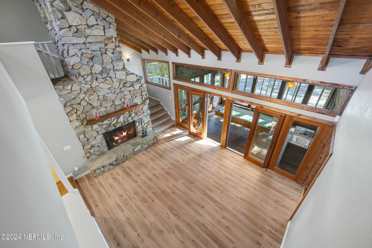 Fireplace, Interior, Stone Walls, Wooden Beams, Wooden Ceilings, Wood Texture Flooring