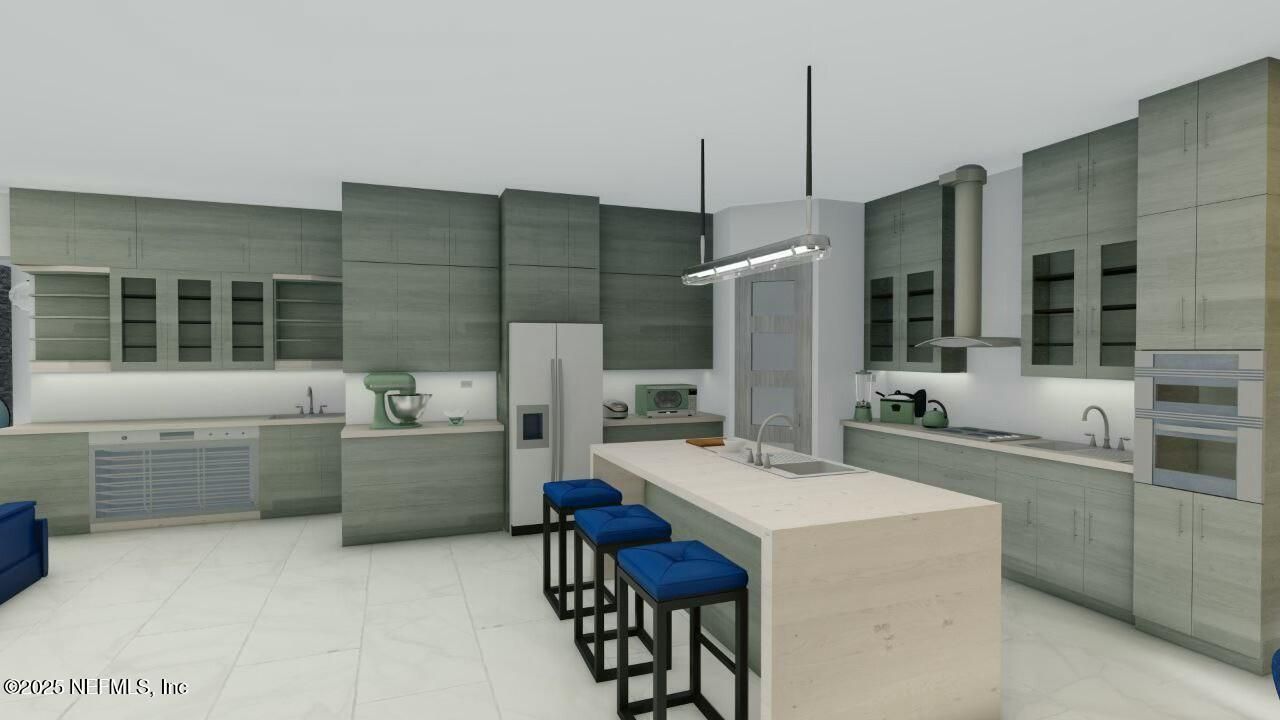 Interior, Kitchen, Marble, Pendant Lights