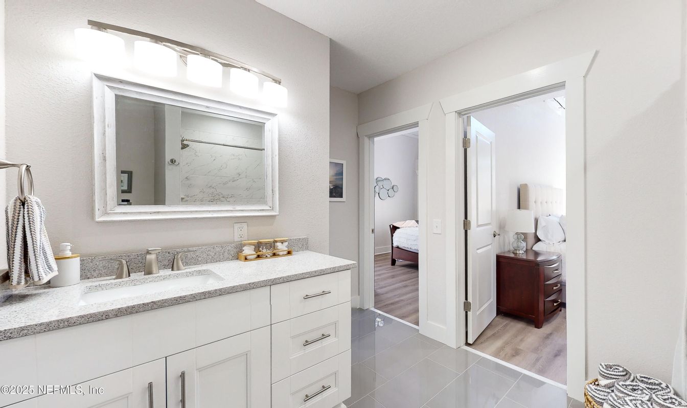 Bathroom, Dual Sink Vanities, Interior, Wood Texture Flooring
