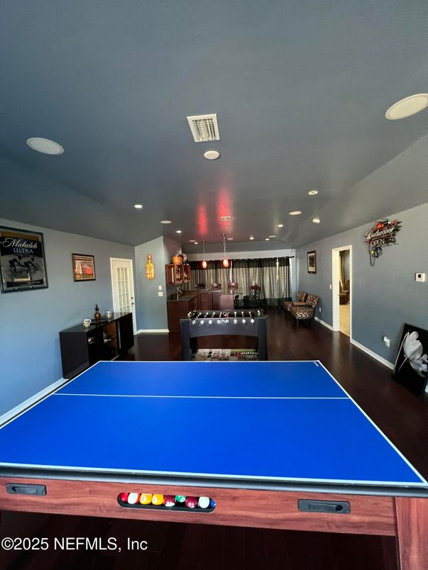 Game Room, Interior, Kitchen, Recessed Lighting, Wood Texture Flooring