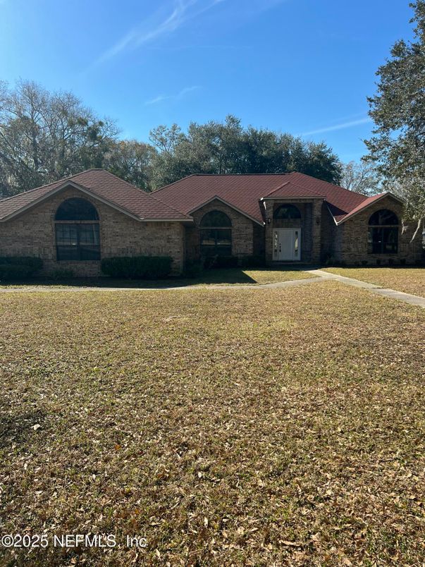 Backyard, Exterior, Facade, Brick Facade, Mediterranean