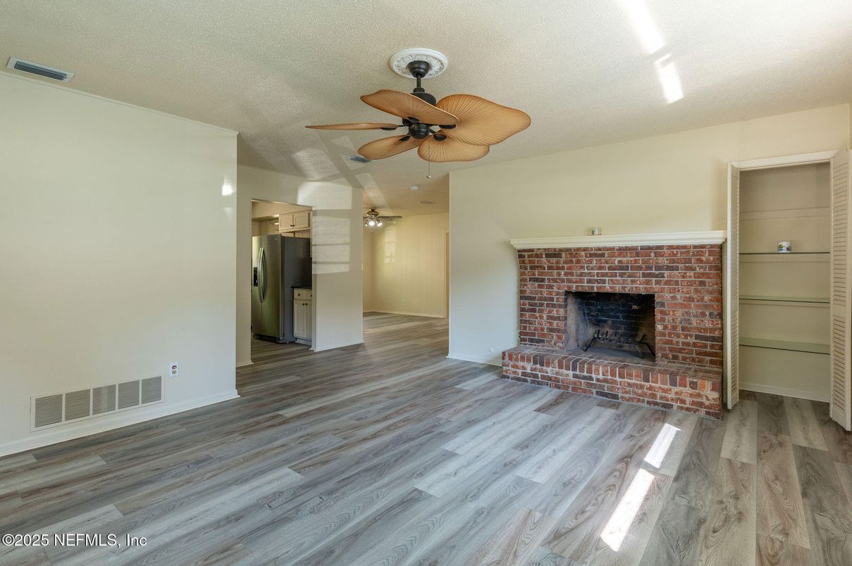 Empty room, Fireplace, Interior, Wood Texture Flooring