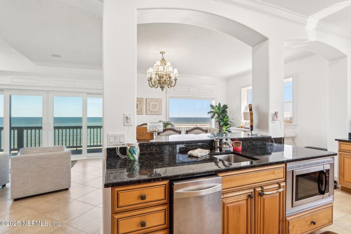 Chandelier, Interior, Kitchen, Stainless Steel Appliances, Water