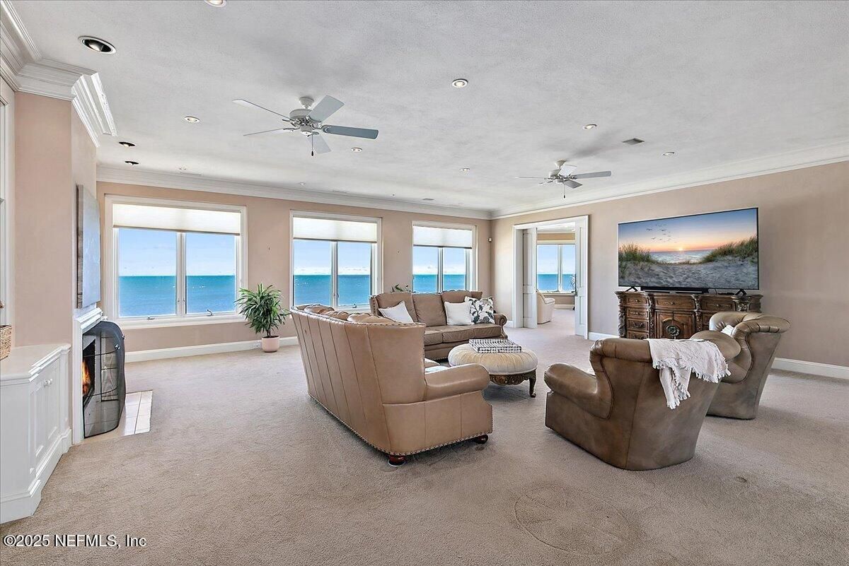 Fireplace, Interior, Living room, Recessed Lighting, Water