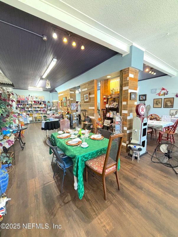 Dining room, Interior, Wood Texture Flooring, Wooden Walls