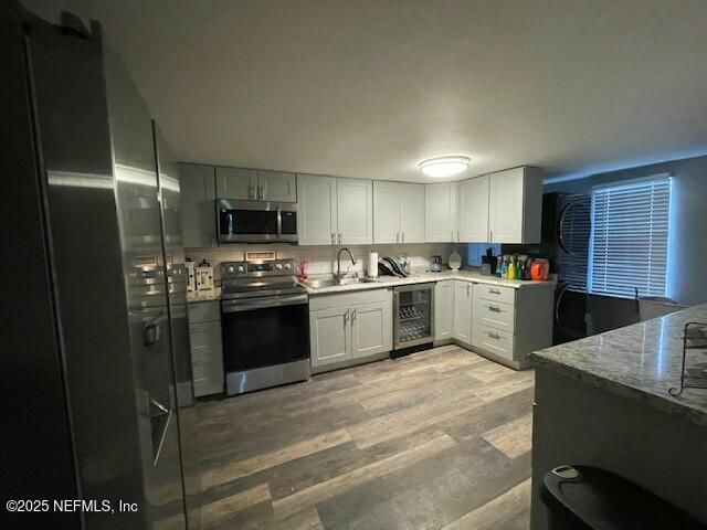 Interior, Kitchen, Stainless Steel Appliances, Wood Texture Flooring