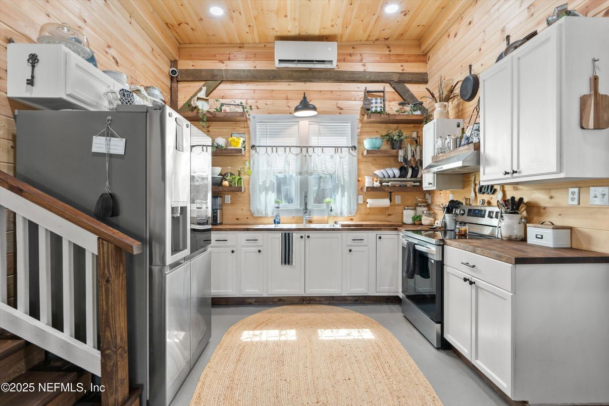 Interior, Kitchen, Recessed Lighting, Wooden Ceilings, Wooden Walls