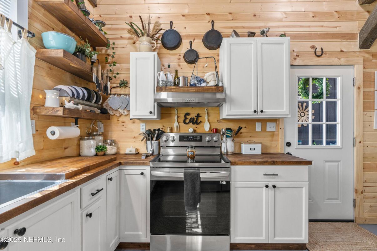 Interior, Kitchen, Stainless Steel Appliances, Wooden Walls