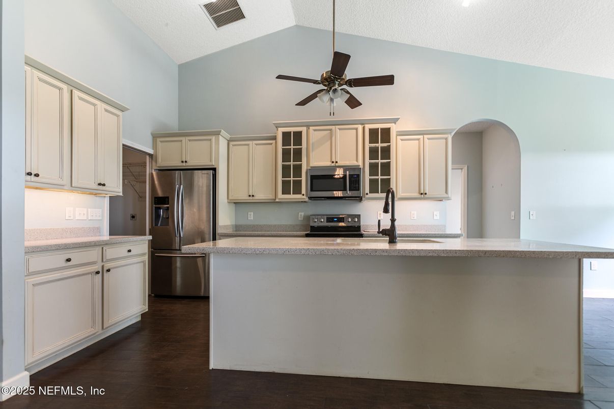 Interior, Kitchen, Stainless Steel Appliances, Wood Texture Flooring