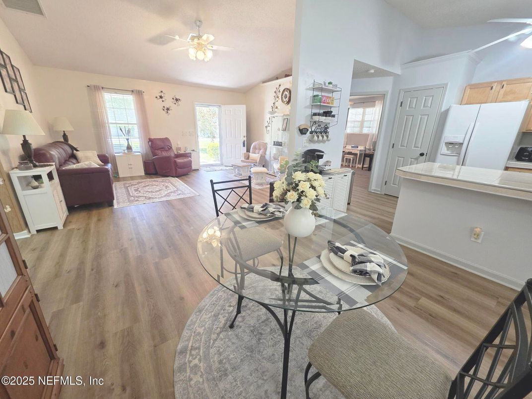 Dining room, Interior, Kitchen, Living room, Wood Texture Flooring
