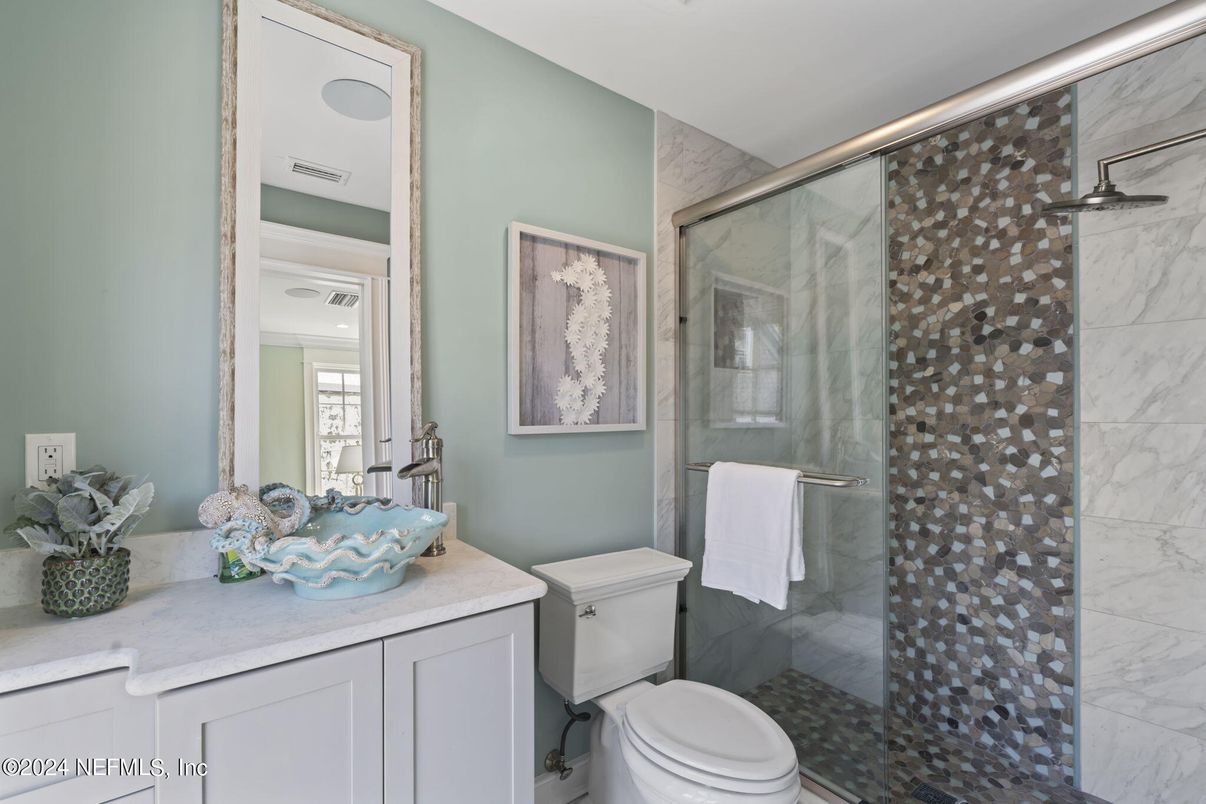 Bathroom, Glass Shower, Interior, Marble Walls