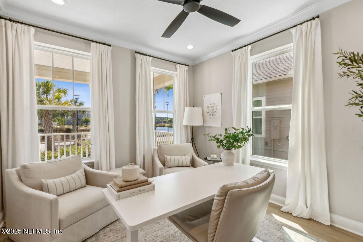Home Office, Interior, Recessed Lighting, Wood Texture Flooring