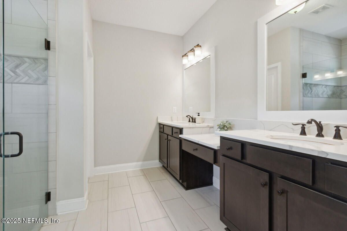Bathroom, Dual Sink Vanities, Glass Shower, Interior