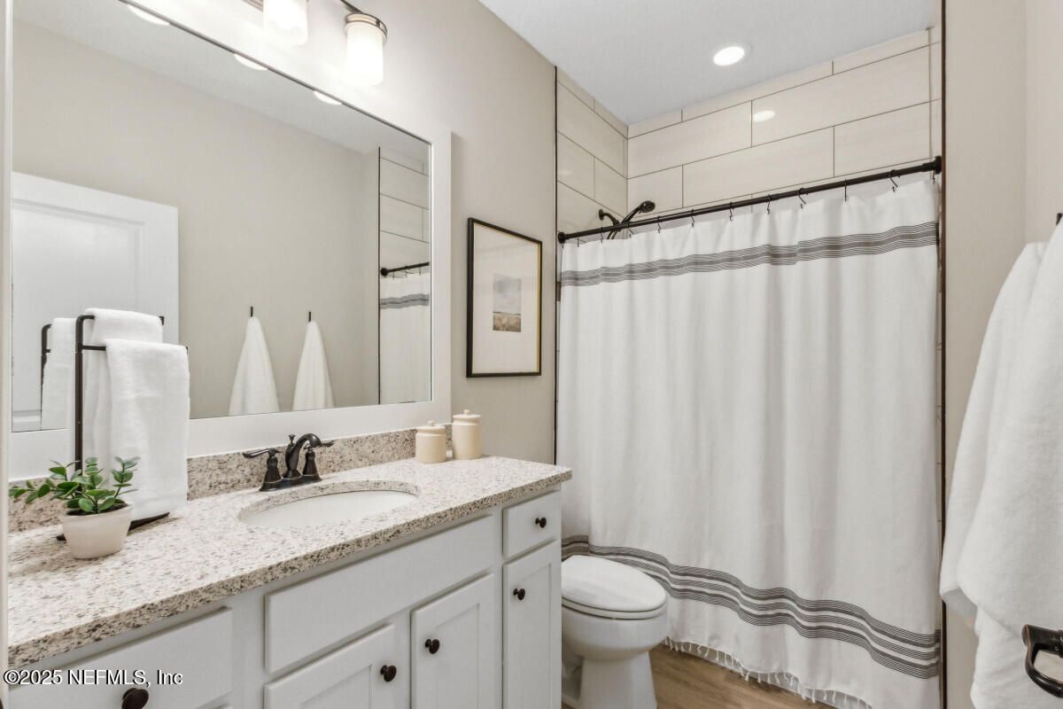 Bathroom, Interior, Recessed Lighting, Wood Texture Flooring