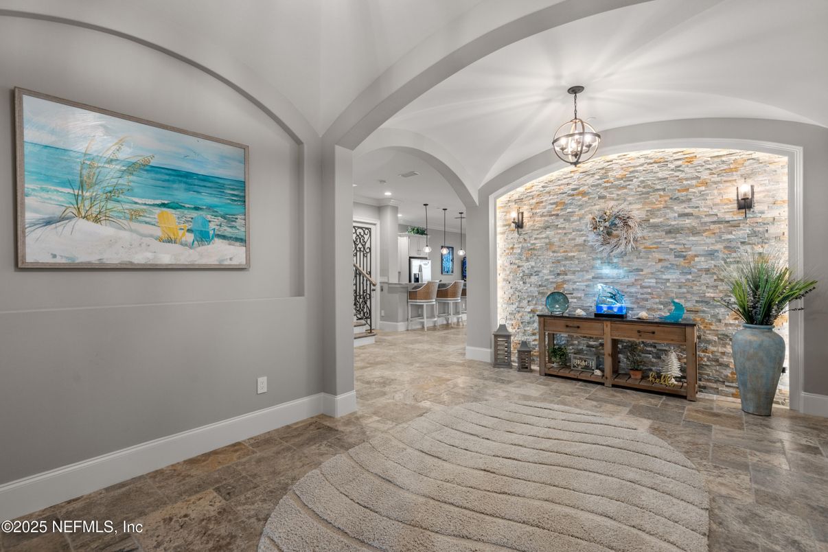 Interior, Pendant Lights, Stone Walls
